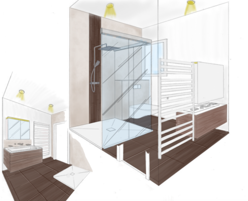 Salle de bain marron